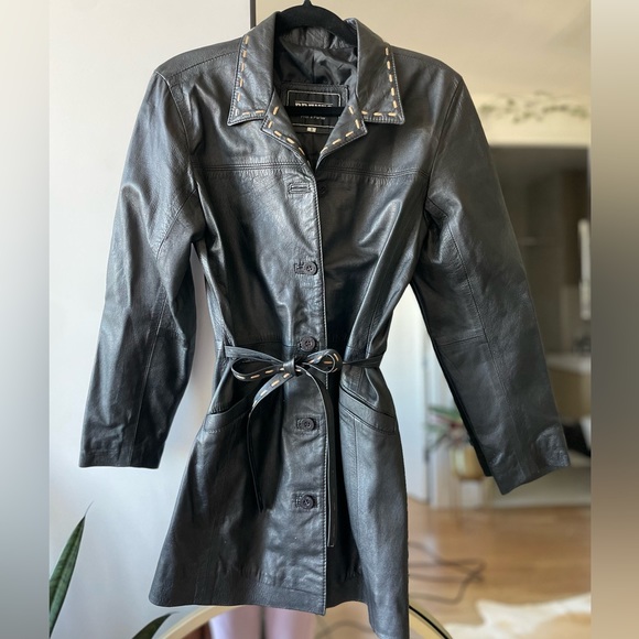 Vintage Leather trench jacket coat - Picture 1 of 10